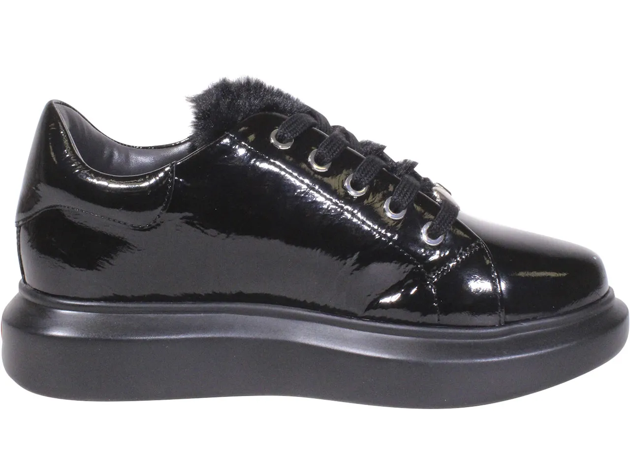 Love Moschino Women's Sneakers Faux-Fur Black Sz: 6 JA15534G0BJGF000