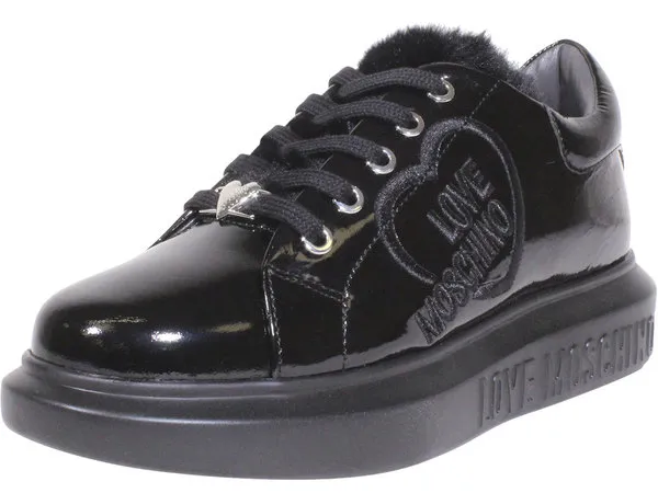 Love Moschino Women's Sneakers Faux-Fur Black Sz: 7 JA15534G0BJGF000