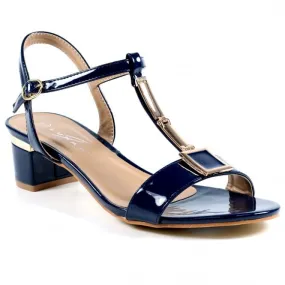 Lunar  Womens Blaze Navy T-Bar Patent Sandals JLH950 BL