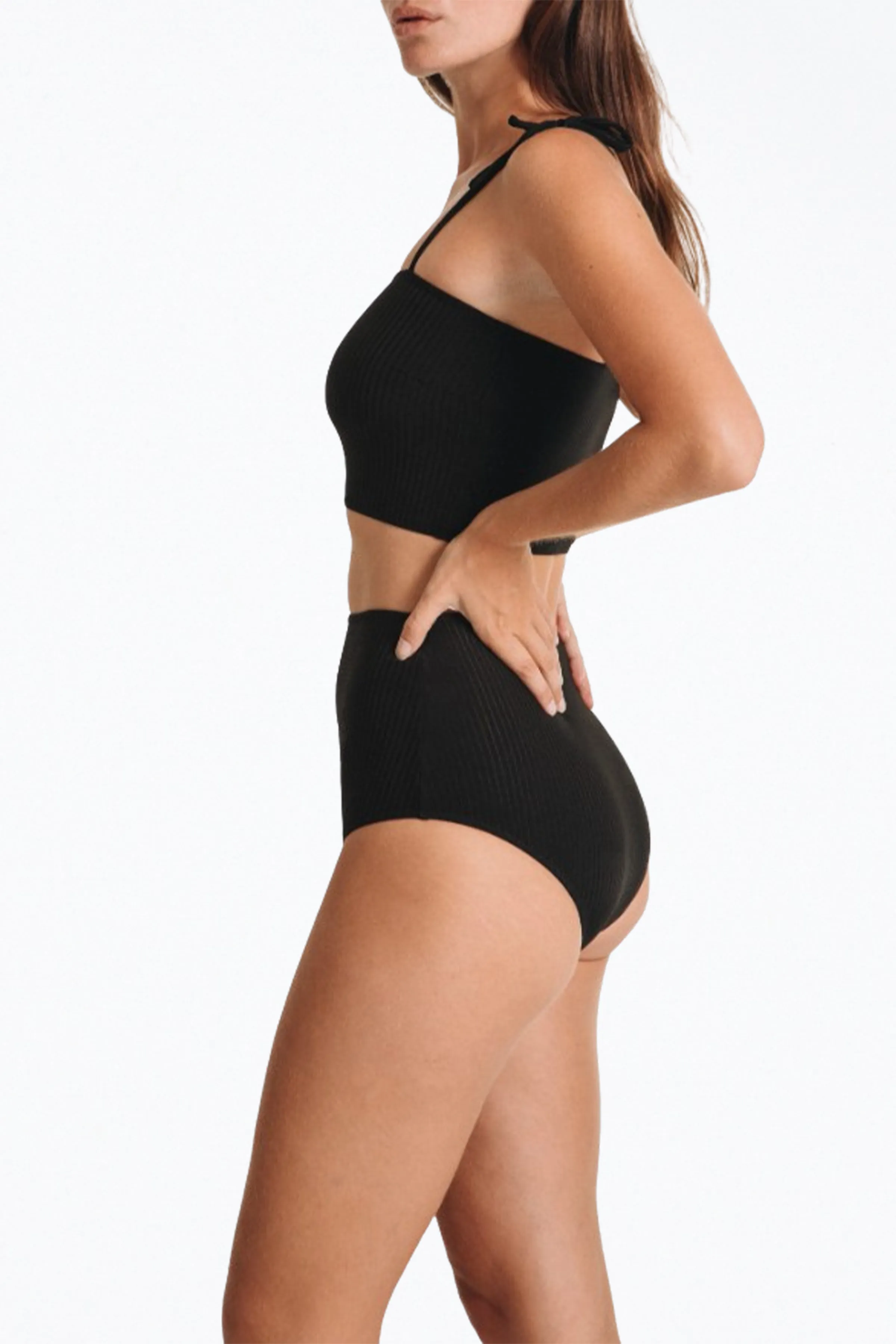 MAR HIGH-WAISTED RIBBED BIKINI BOTTOMS