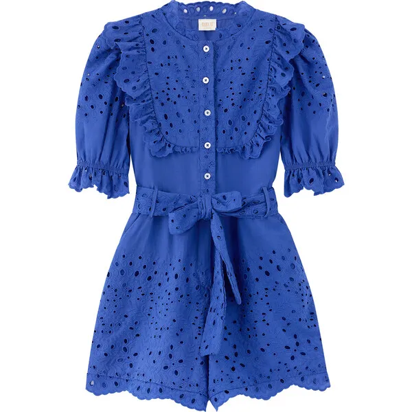 Marlo Kids Naomi Embroidered Romper Cornflower