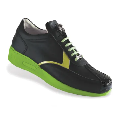 Mauri Piazza M704 Nappa & Crocodile Sneakers Black/Green (Special Order)