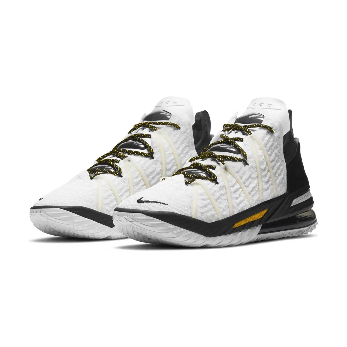 Men's LeBron 18 White/Black/Gold Basketball Shoe - Footwear