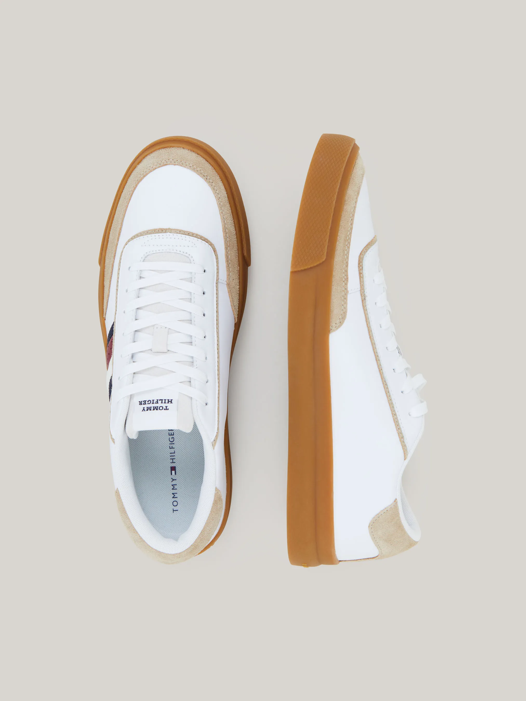 Mixed Texture Leather Cupsole Trainers | Sneakers | Tommy Hilfiger