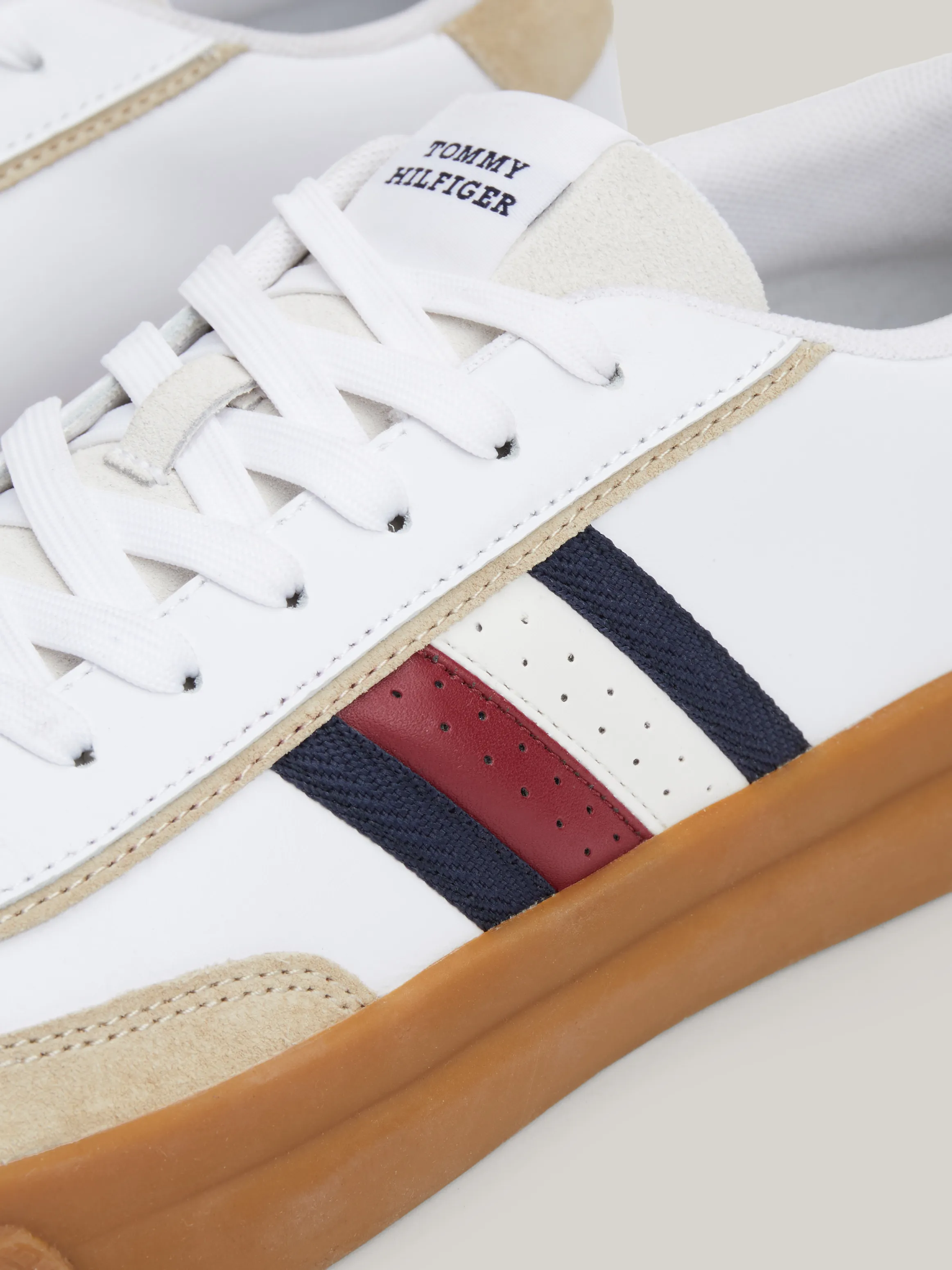 Mixed Texture Leather Cupsole Trainers | Sneakers | Tommy Hilfiger