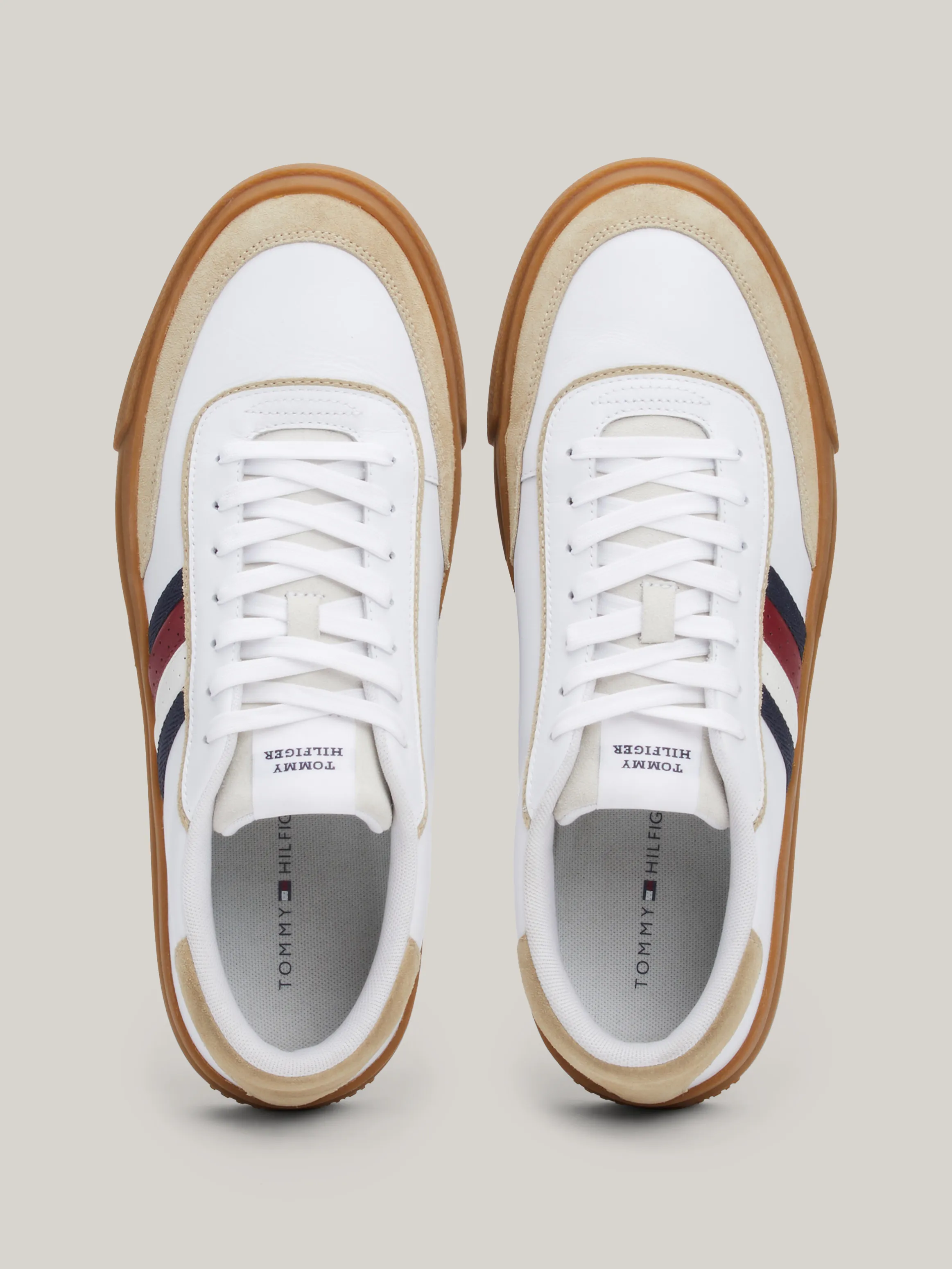 Mixed Texture Leather Cupsole Trainers | Sneakers | Tommy Hilfiger