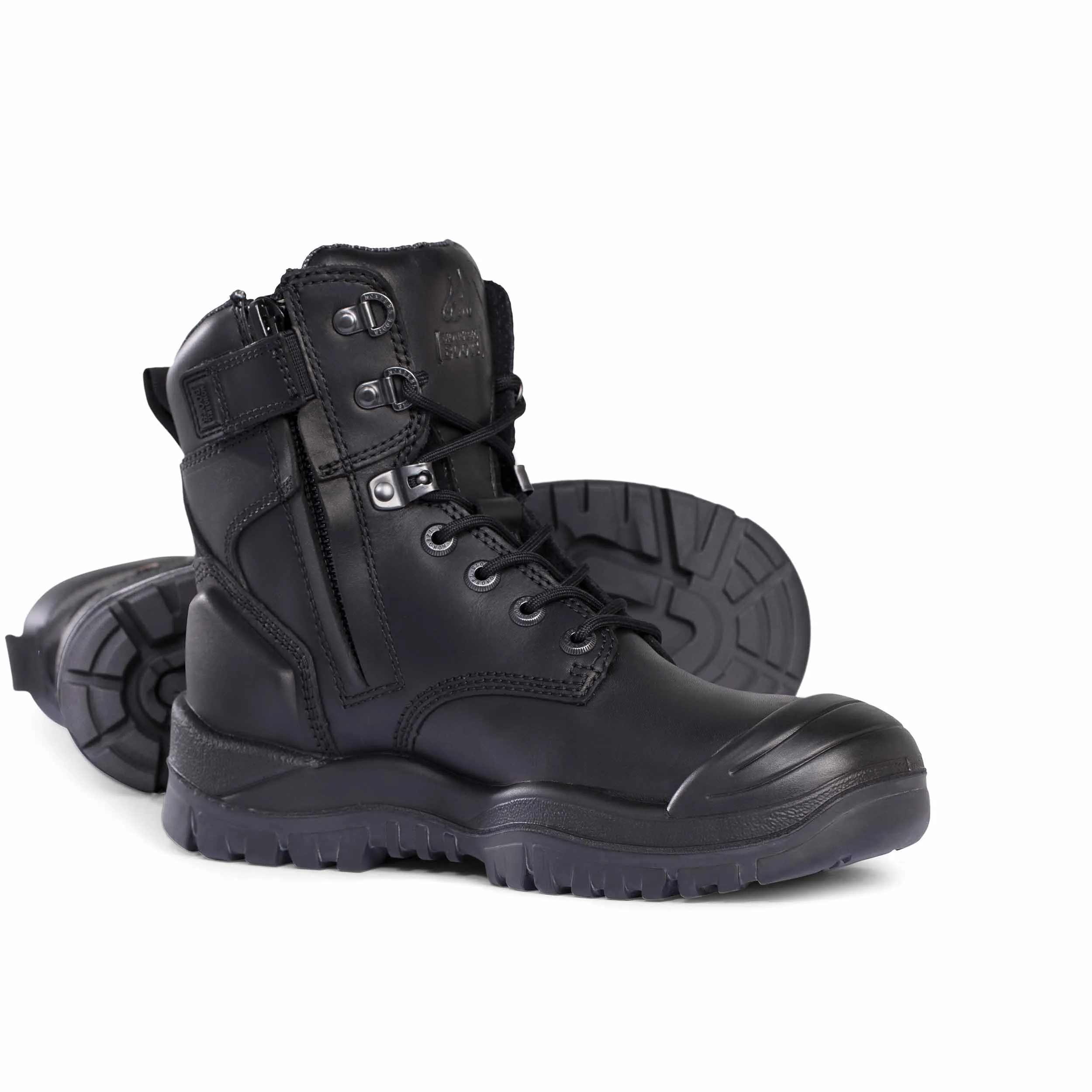 Mongrel Black High Leg Zipsider Boot w/ Scuff Cap