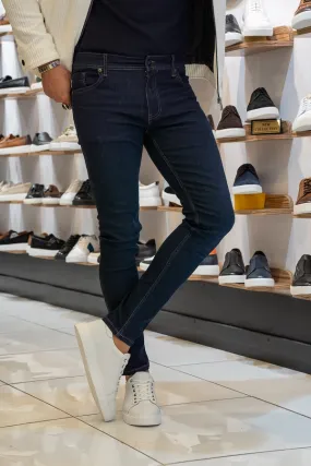 Navy Blue Slim Fit Jeans for Men by GentWith.com