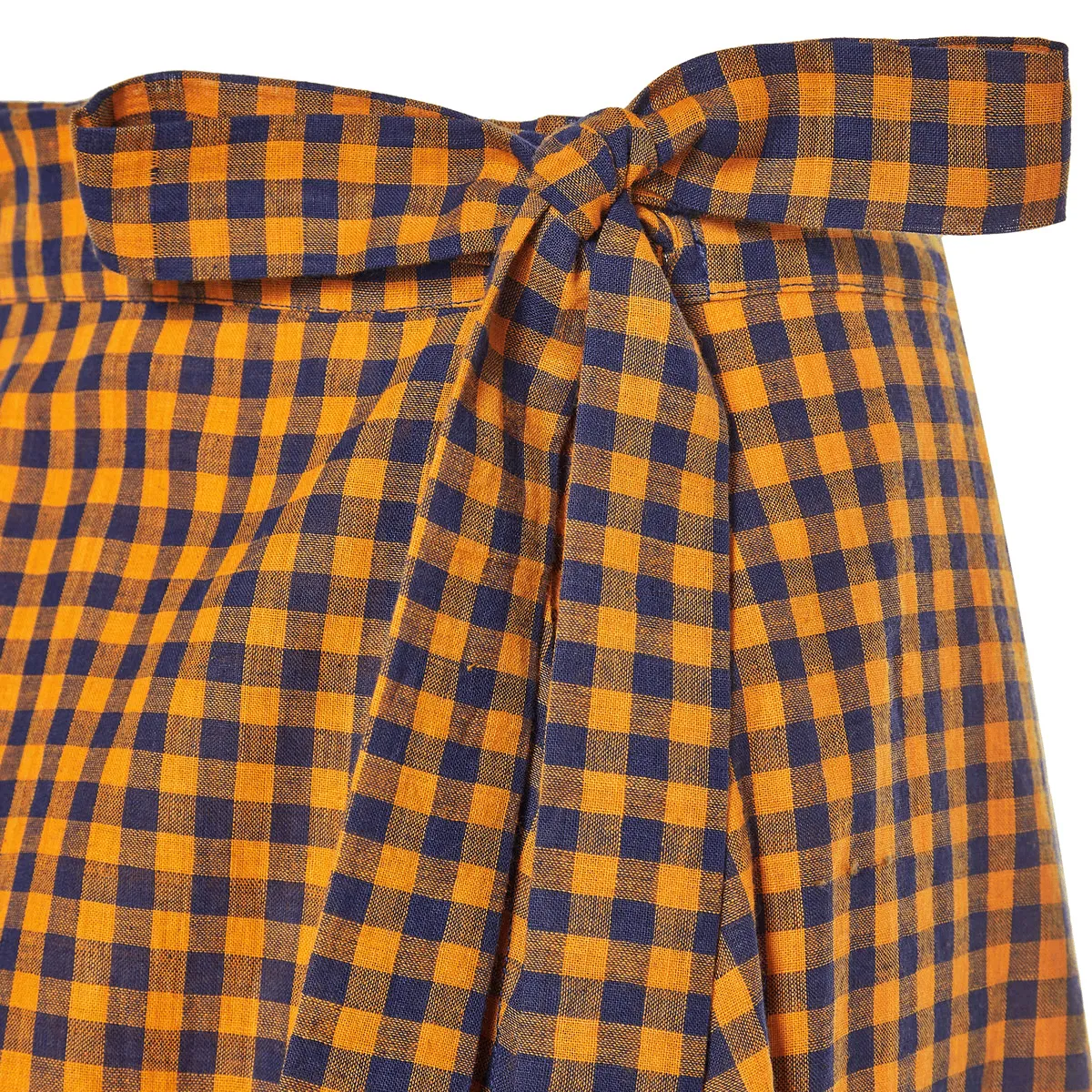 Orange check wrap skirt