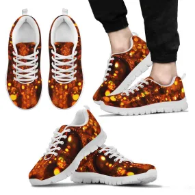 Orange Water Droplets White Border Men's Sneakers