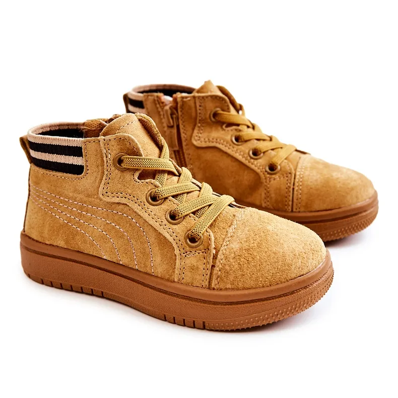 PA1 Children's High Sneakers With A Camel Boone Zipper yellow