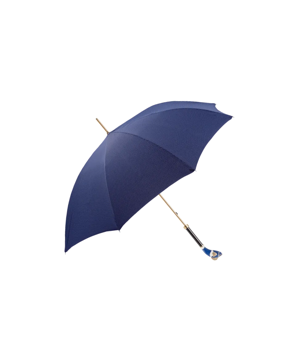 Passotti Ombrelli Navy, Gold Dots Umbrella With Blue Enameled "Nemo" Handle | He Spoke Style