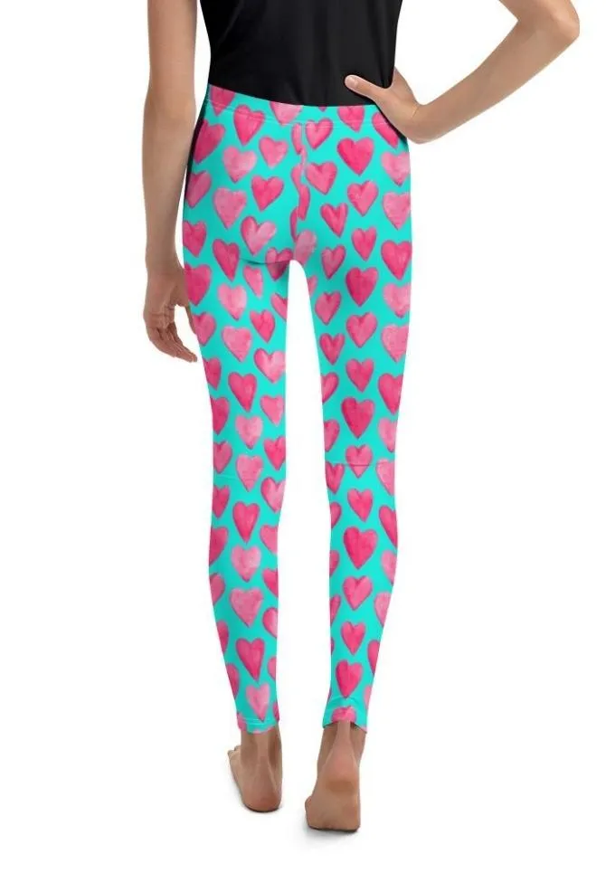 Pink Hearts Youth Leggings