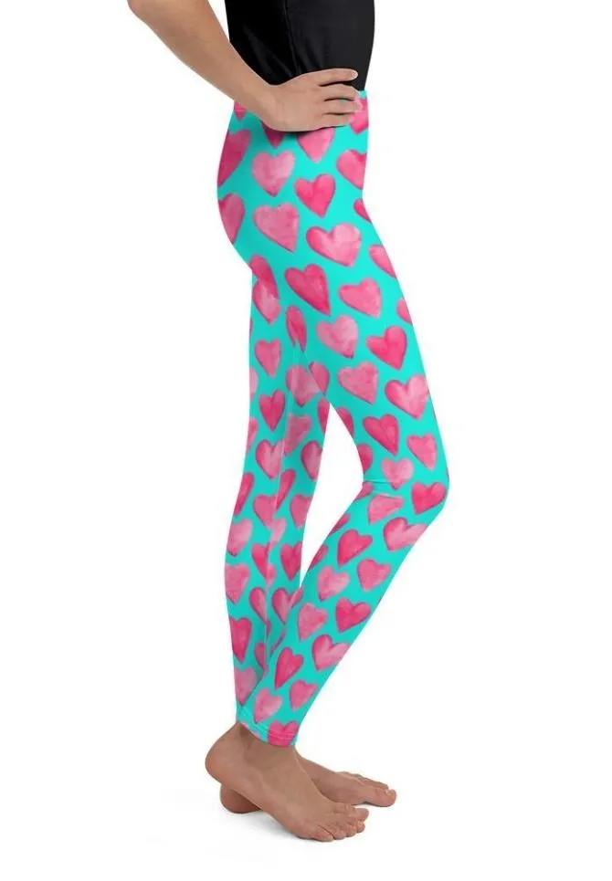 Pink Hearts Youth Leggings