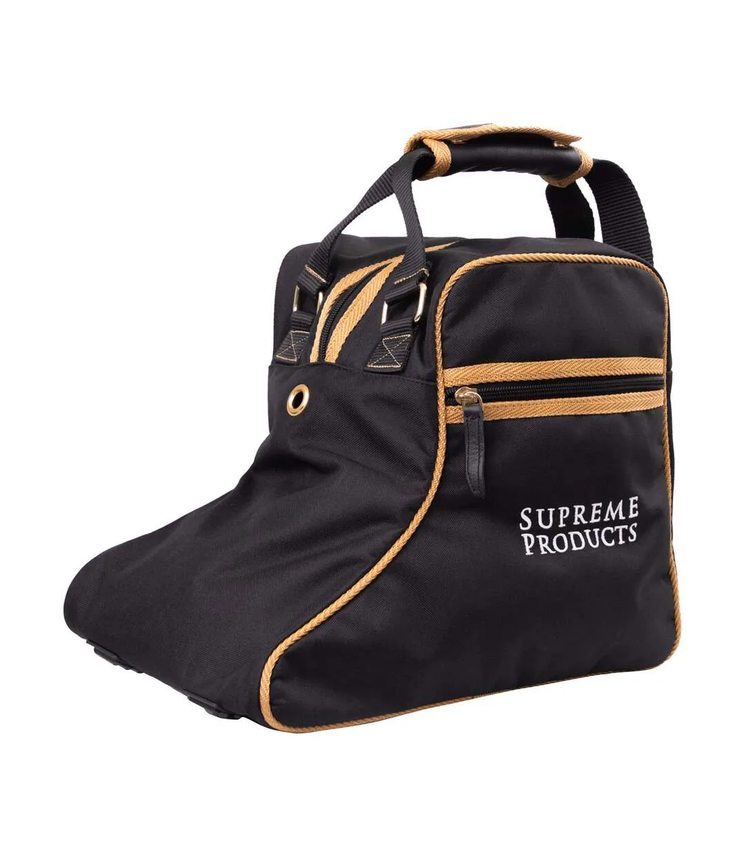 Pro groom leather handled boot bag one size black/gold Supreme Products