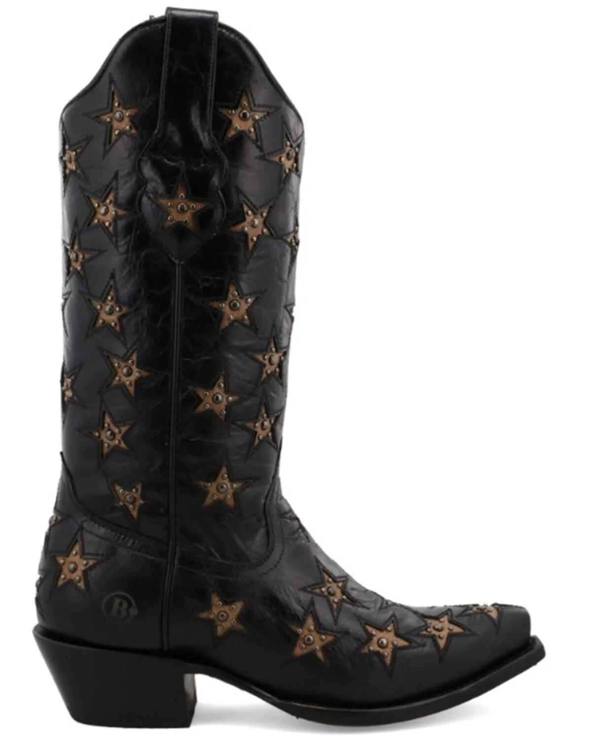 Product Name:  Black Star Women's Marfa Star Inlay Studded Leather Western Boot - Snip Toe