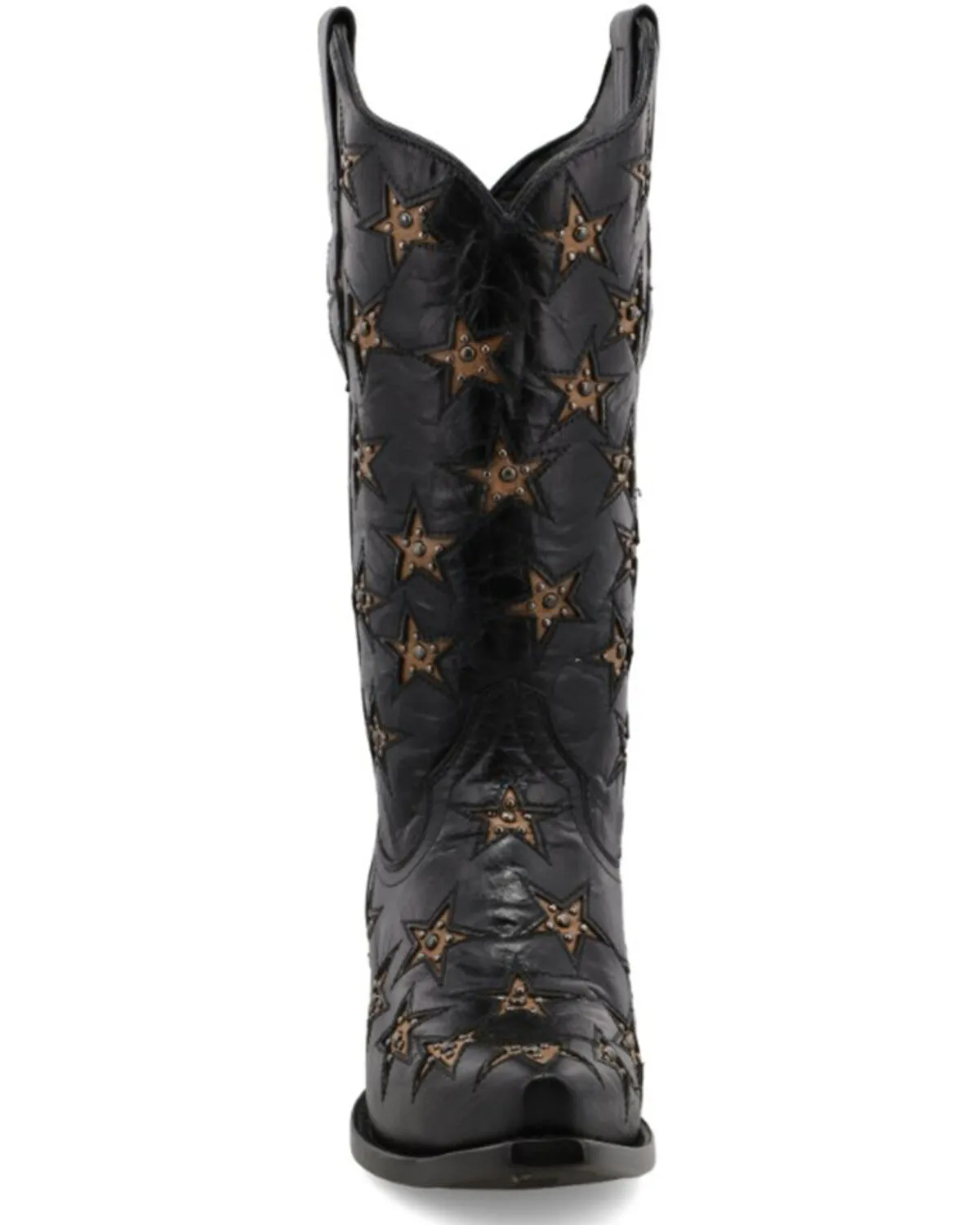 Product Name:  Black Star Women's Marfa Star Inlay Studded Leather Western Boot - Snip Toe