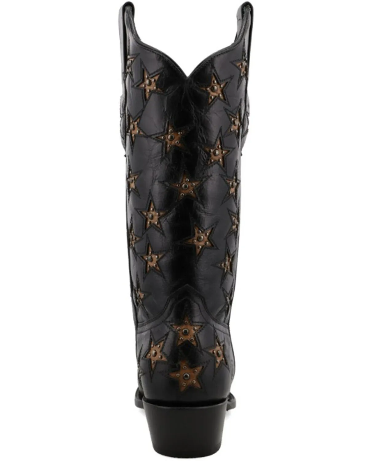 Product Name:  Black Star Women's Marfa Star Inlay Studded Leather Western Boot - Snip Toe