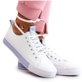 PS1 Women's Leather Sneakers White and Blue Mikayla