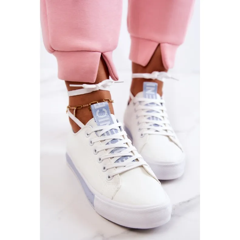 PS1 Women's Leather Sneakers White and Blue Mikayla