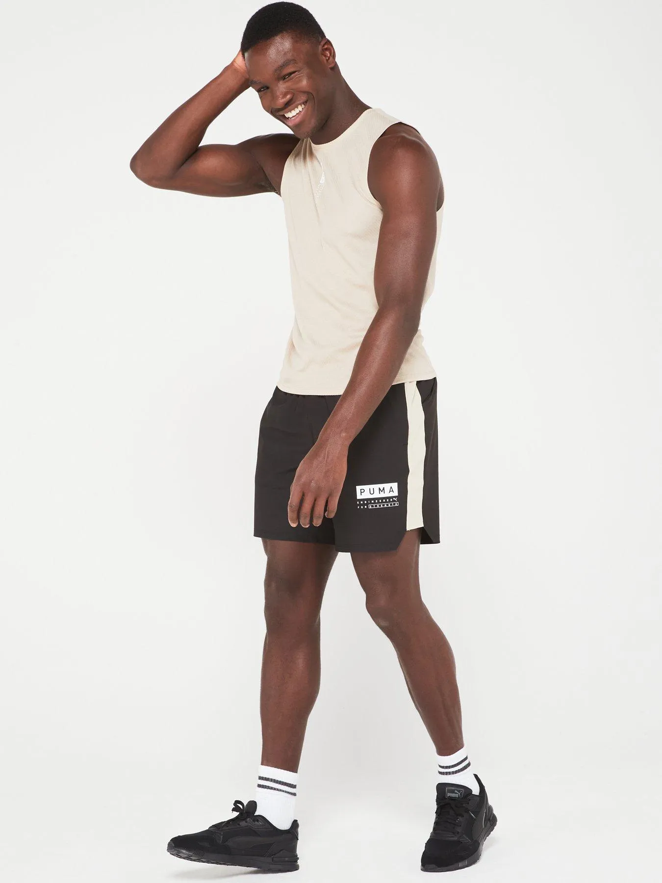 Puma Mens Training Dri - Release Mesh Tank - Beige