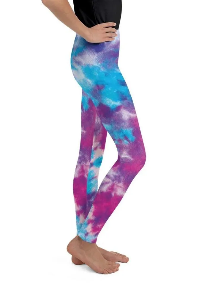 Purple Tie Dye Youth Leggings