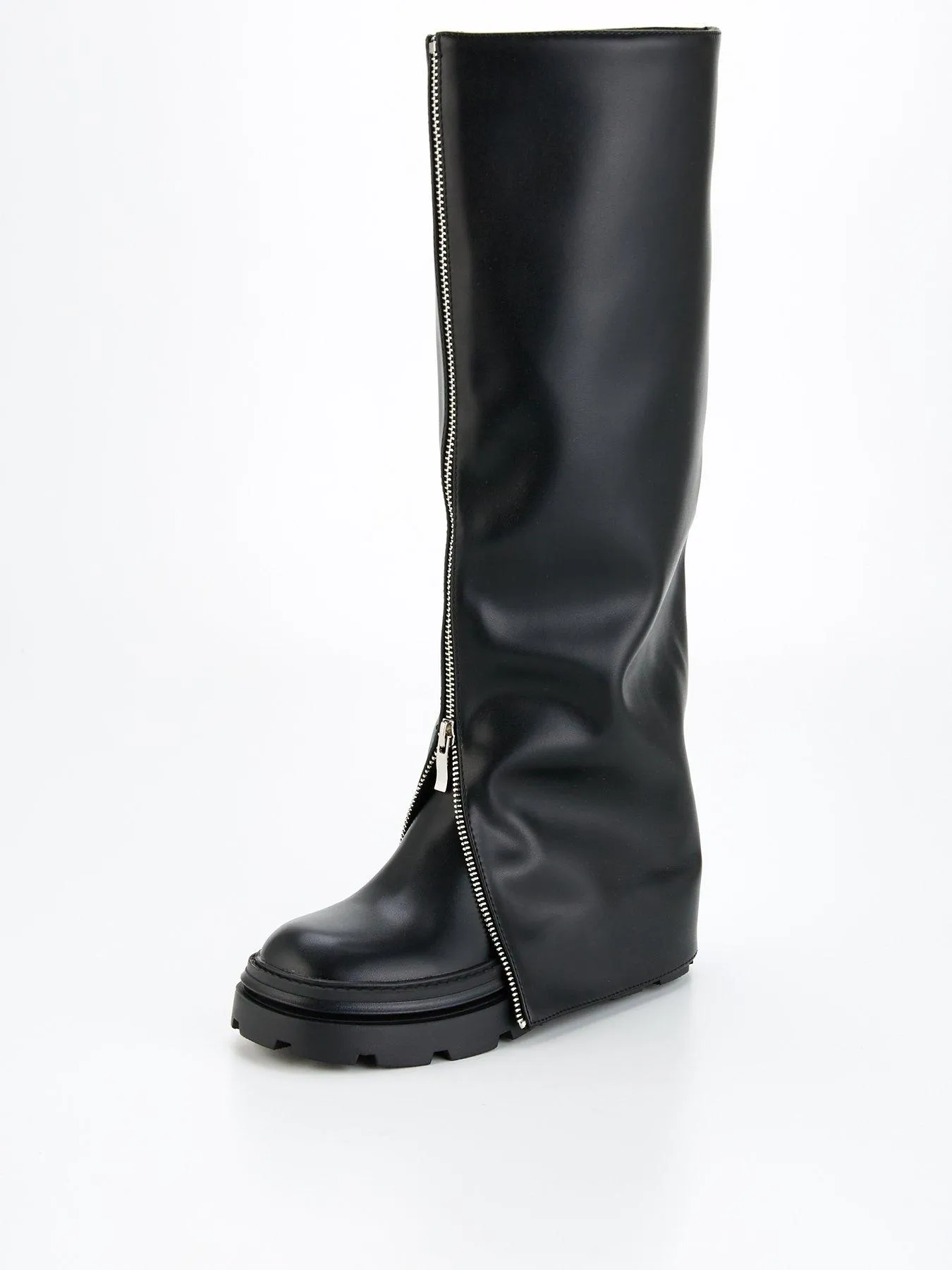 Raid Terrain Zip Detail Knee High Boot - Black