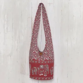 Red Siam Cotton shoulder bag