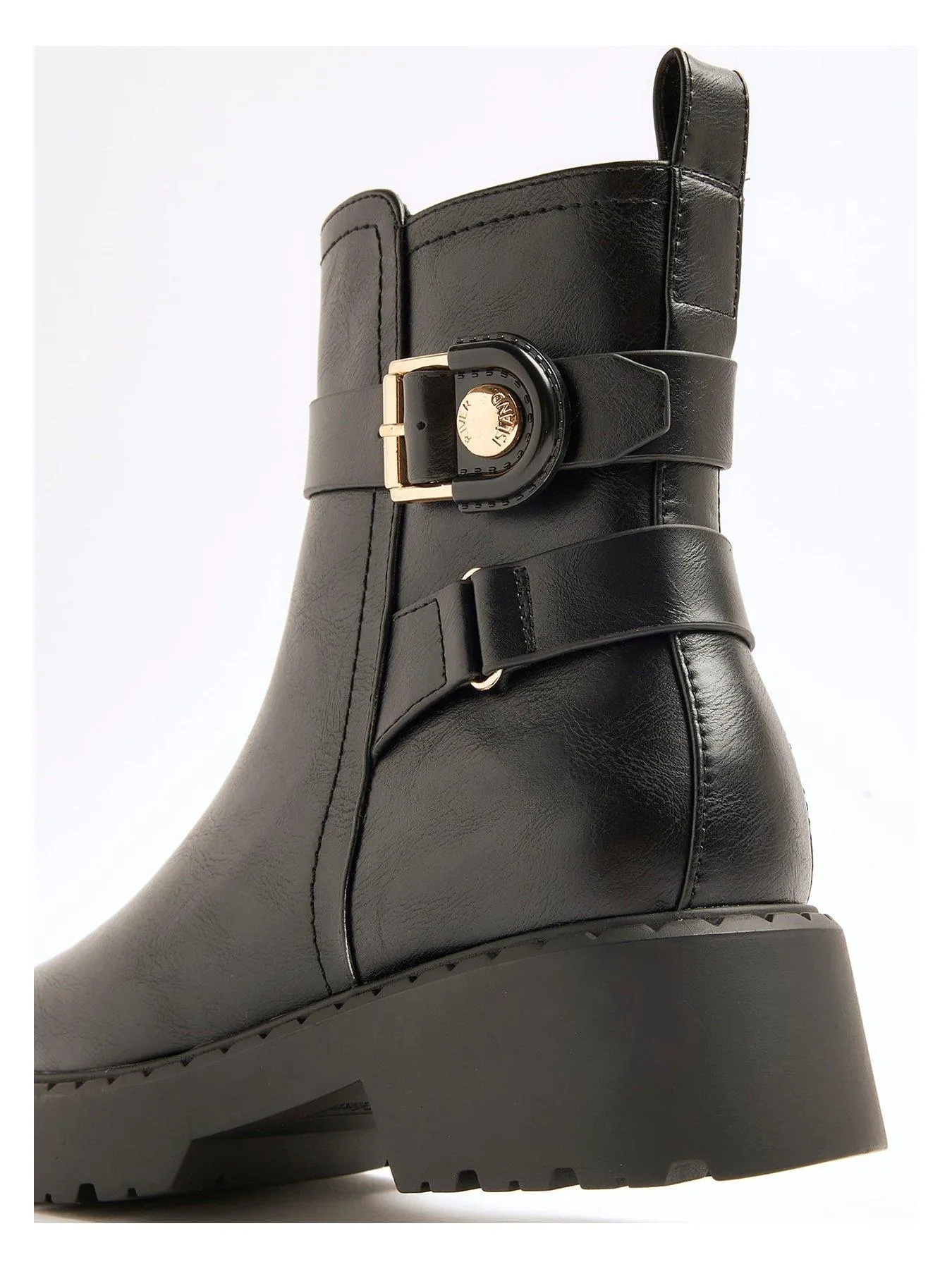 River Island Wide Fit Chunky Buckle Boot - Black