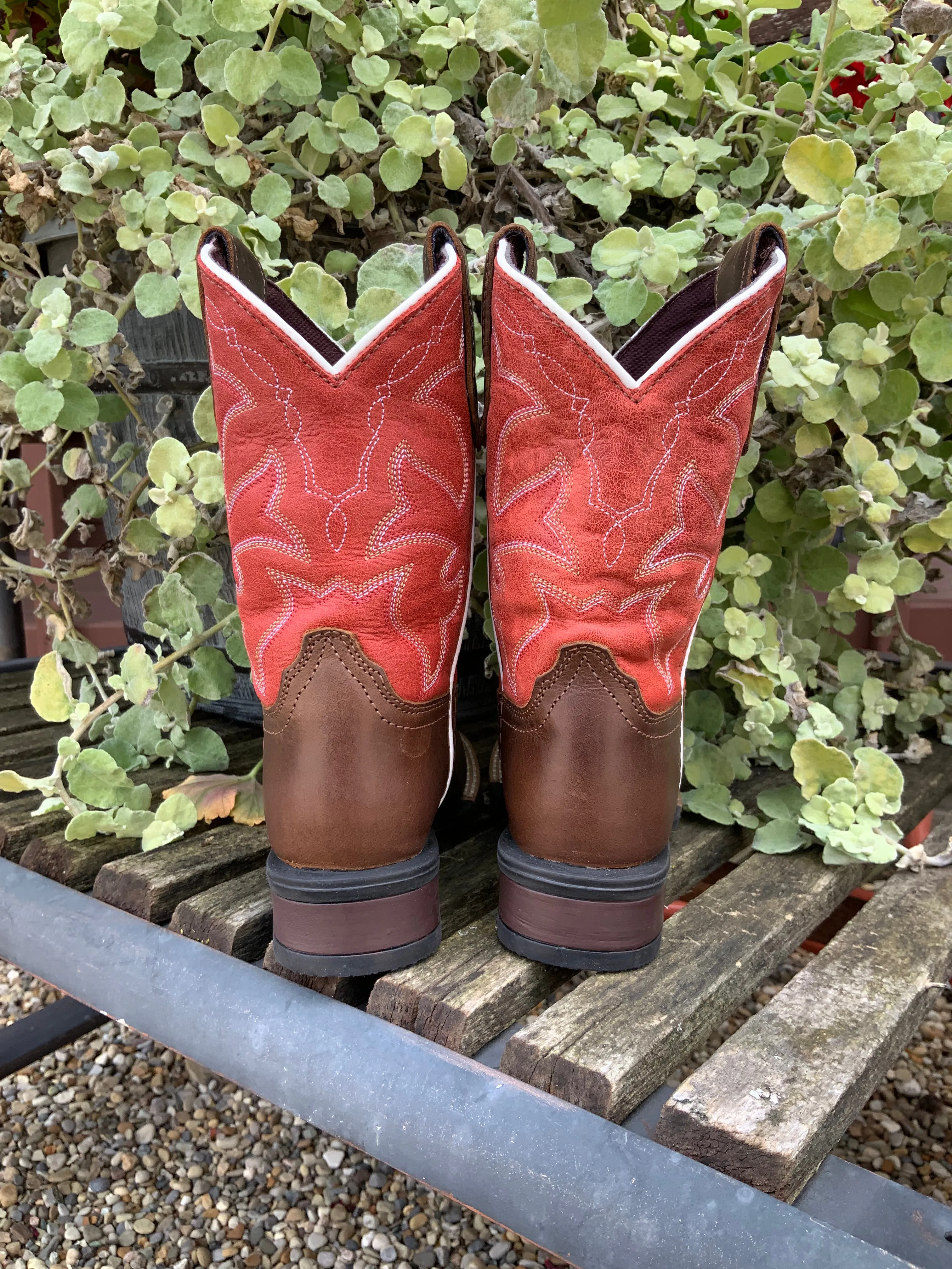 Roper Children's Red Dark Tan Leather Western Boot 0911-2940