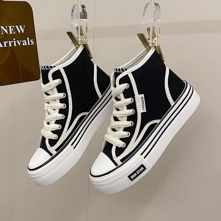 Round Front Mid Upper, Stripe, New, Spring Women's Sneakers