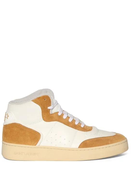 Saint Laurent   20mm SL80 mid top leather sneakers 