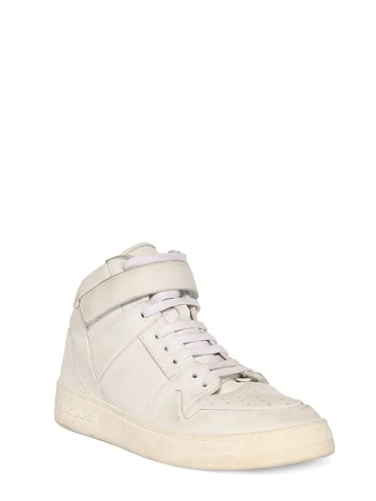 Saint Laurent   Lax leather mid top sneakers 