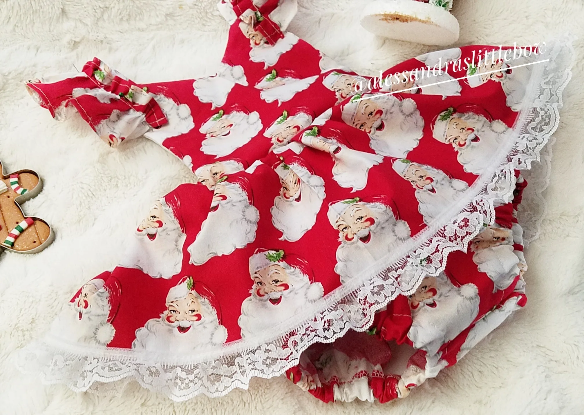 Santa Print skirted Romper