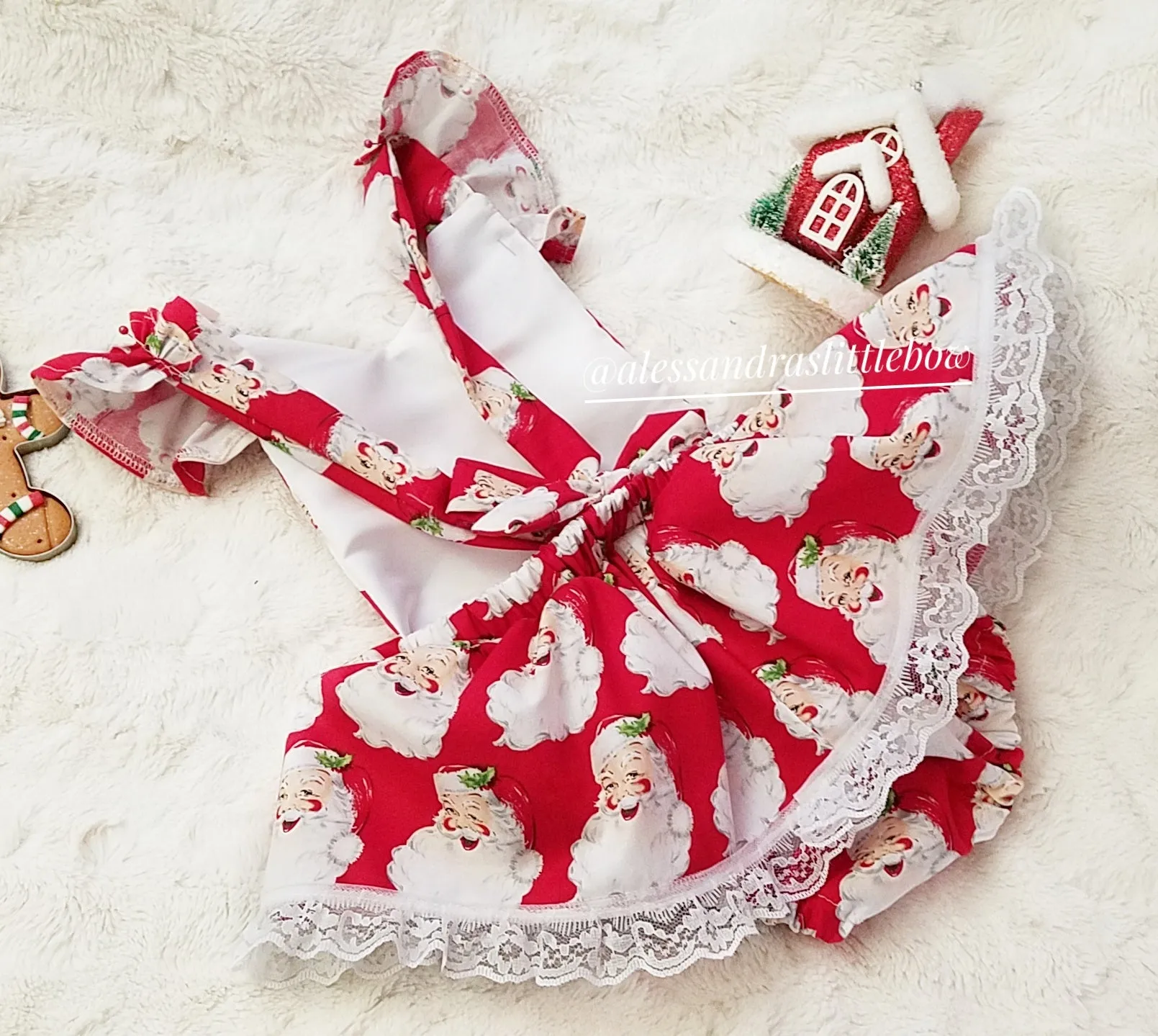 Santa Print skirted Romper