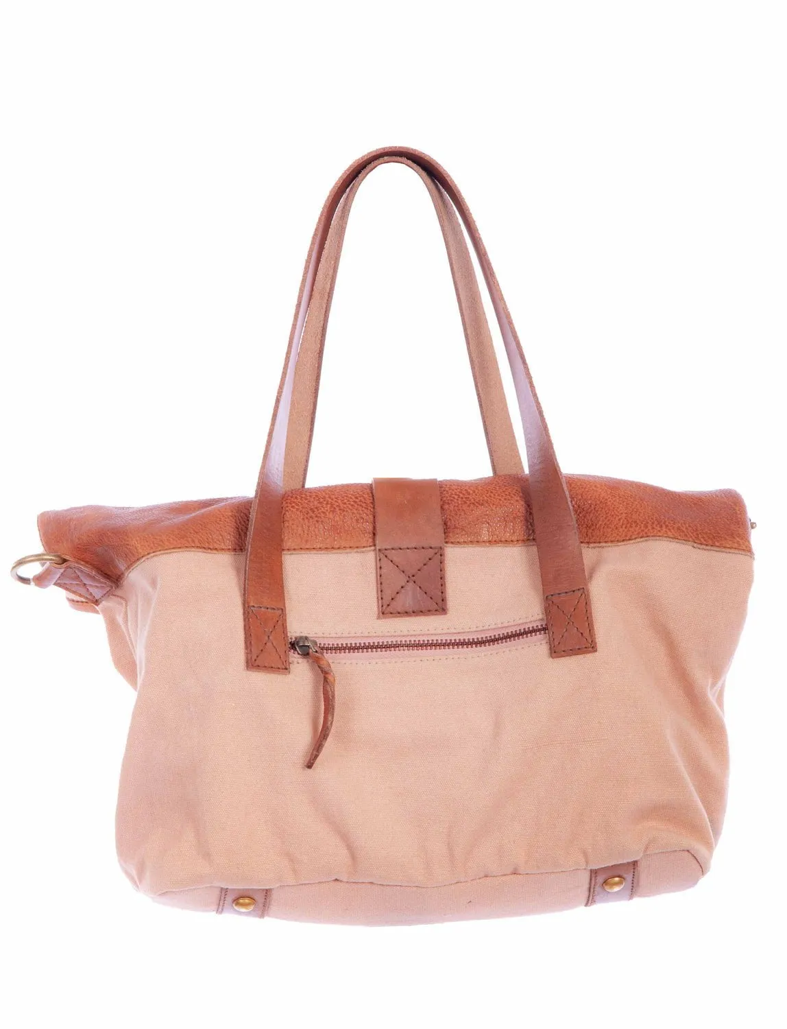 Scully Womens Stylish Tan Canvas/Leather Handbag Bag