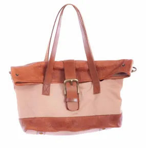 Scully Womens Stylish Tan Canvas/Leather Handbag Bag