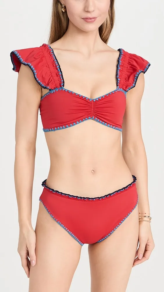 Sea   Lemika Crochet Flutter Sleeve Bikini Top 