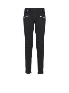 Slim-fit biker jeans in black denim