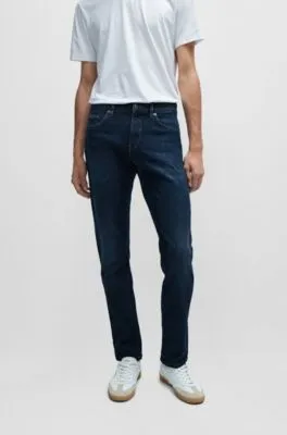 Slim-fit jeans in blue Italian cashmere-touch denim