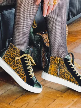 sneakers for women Leopard,Green,Brown - PM001 Leopard Light Brown Metallic Khaki | PAUL MARIUS