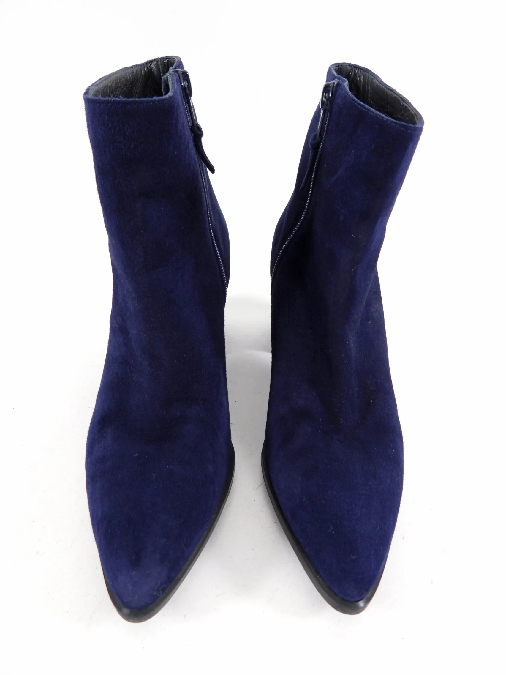 Stuart Weitzman Navy Suede Block Heel Ankle Boot - 7