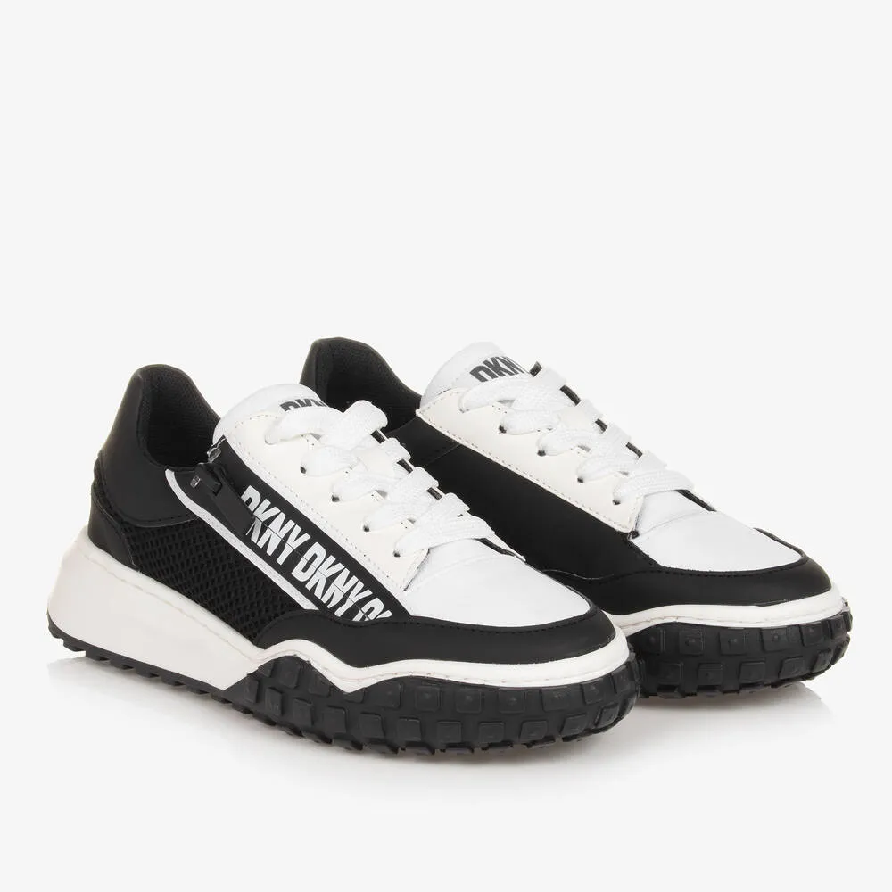 Teen Black & White Lace-Up Trainers