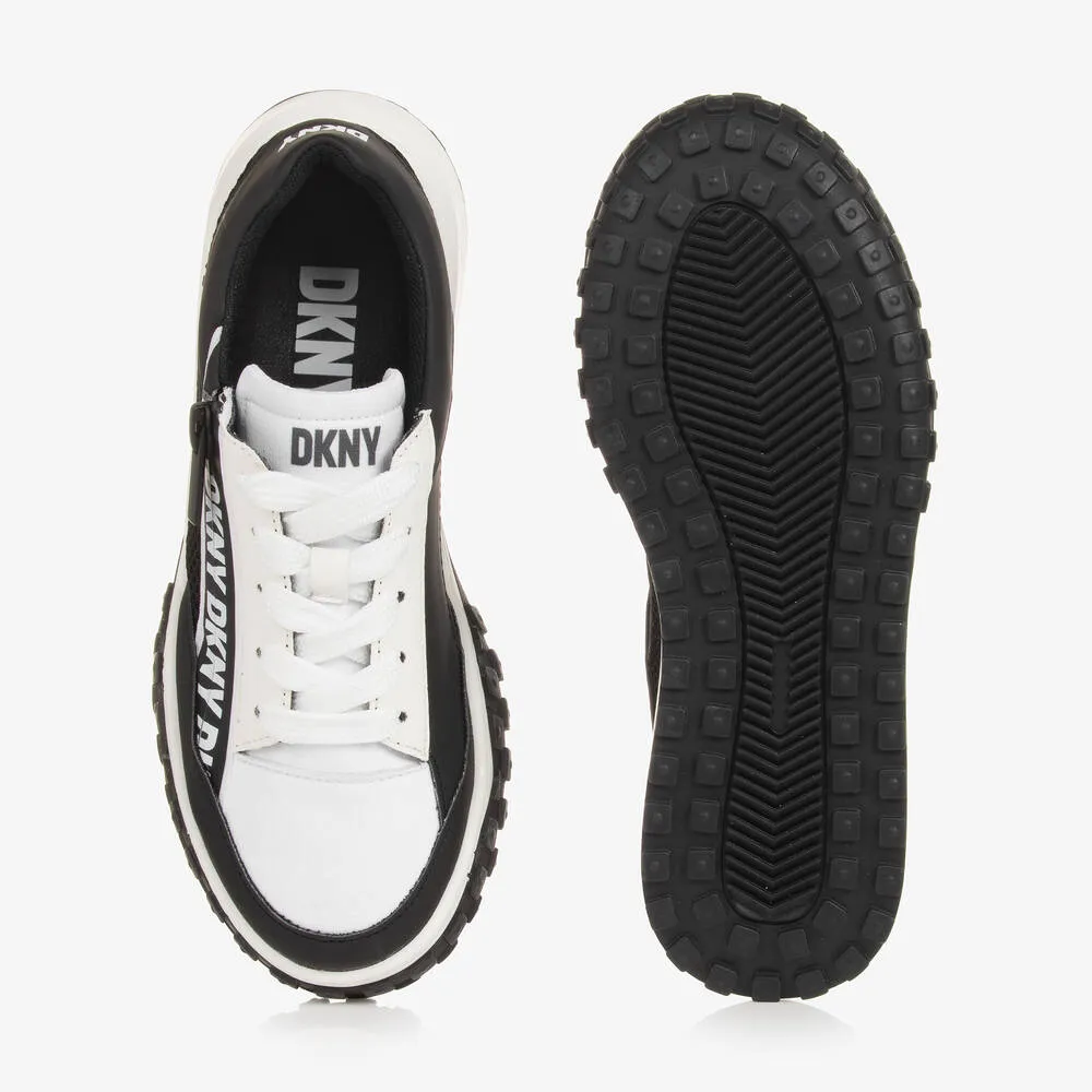 Teen Black & White Lace-Up Trainers