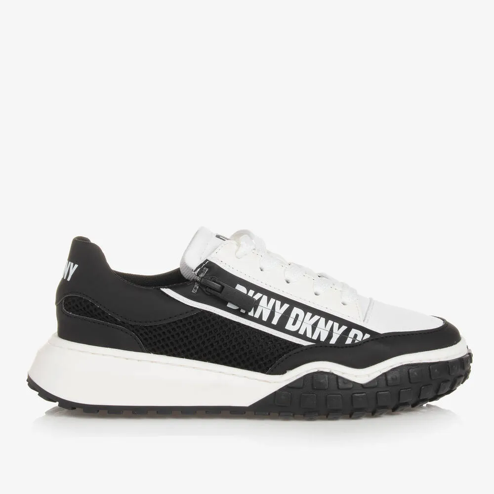 Teen Black & White Lace-Up Trainers