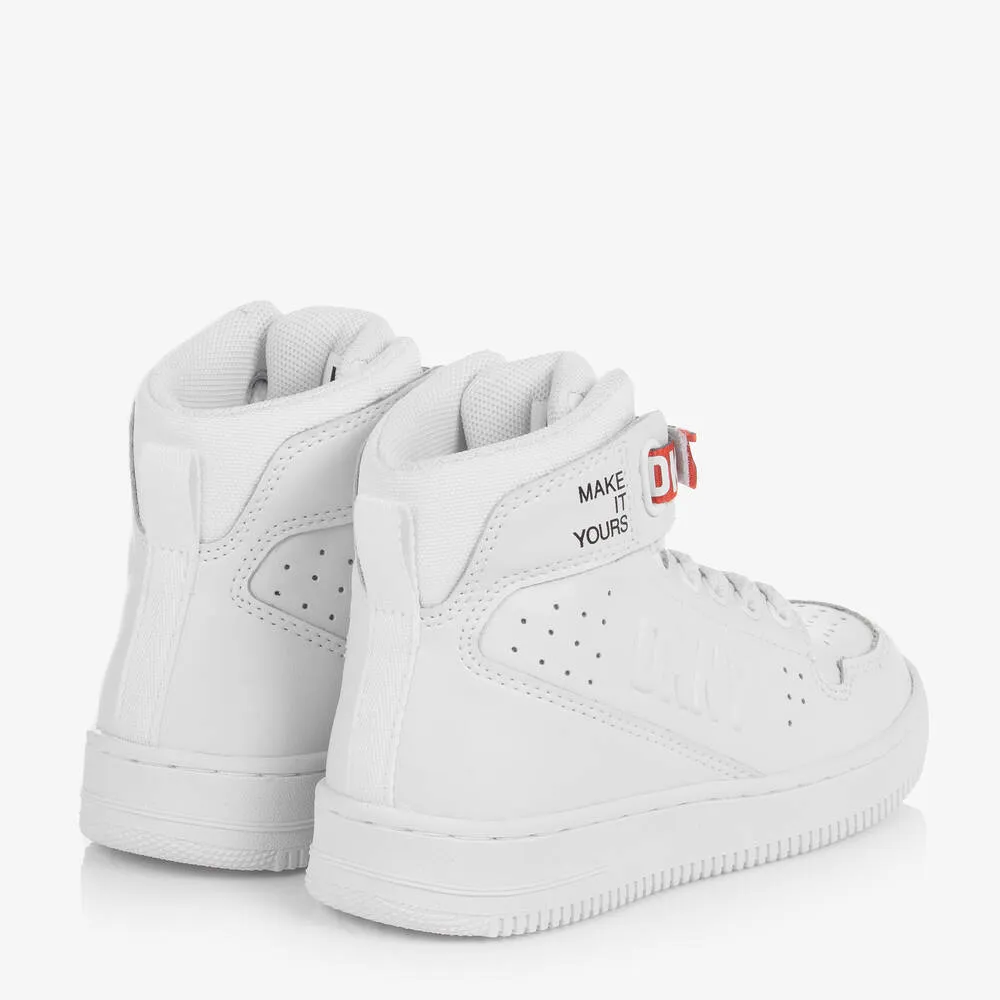 Teen White Leather High-Top Trainers