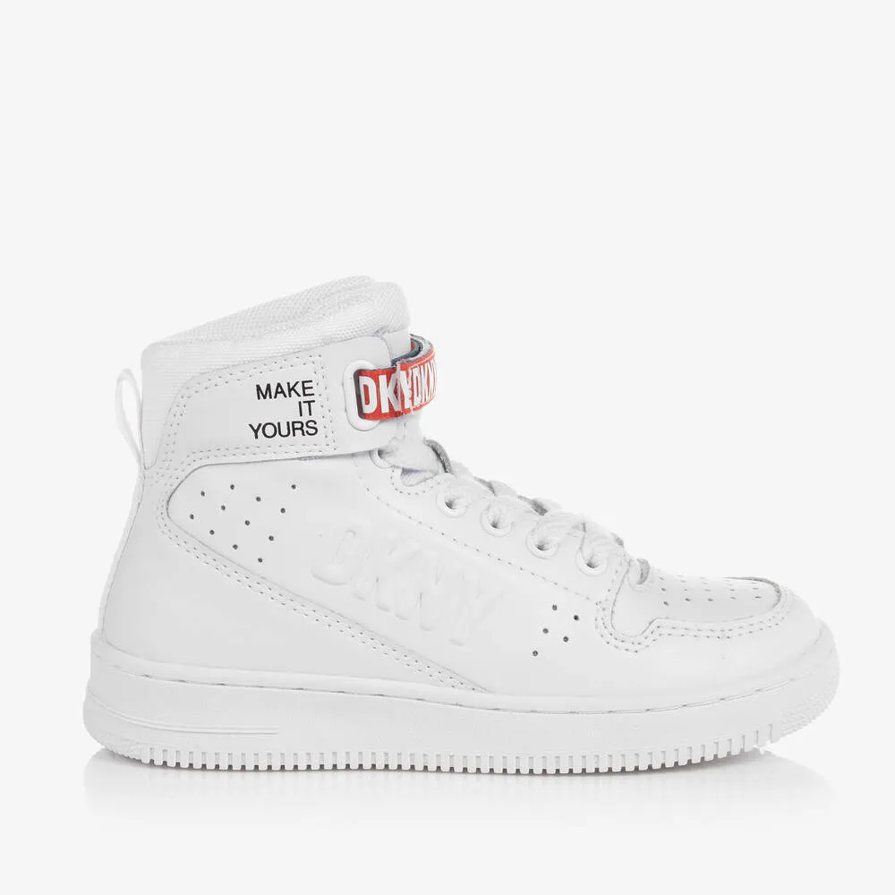 Teen White Leather High-Top Trainers