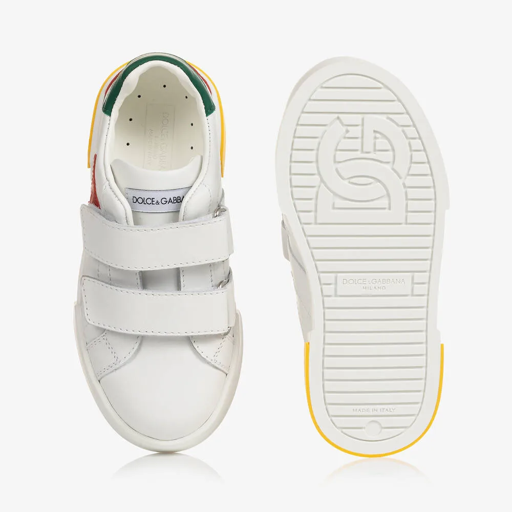 Teen White Leather Portofino DG Trainers