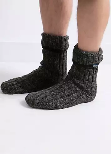 Totes Mens Grey Chunky Slipper Socks | Kaleidoscope