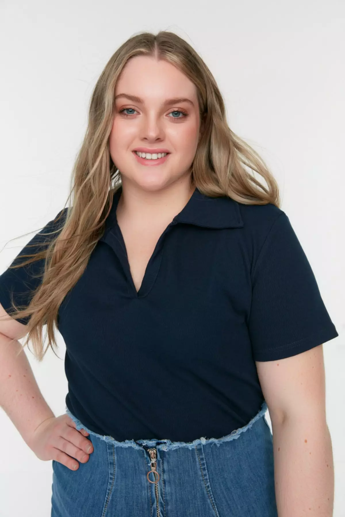 Trendyol Plus Size Knitted Polo Shirt